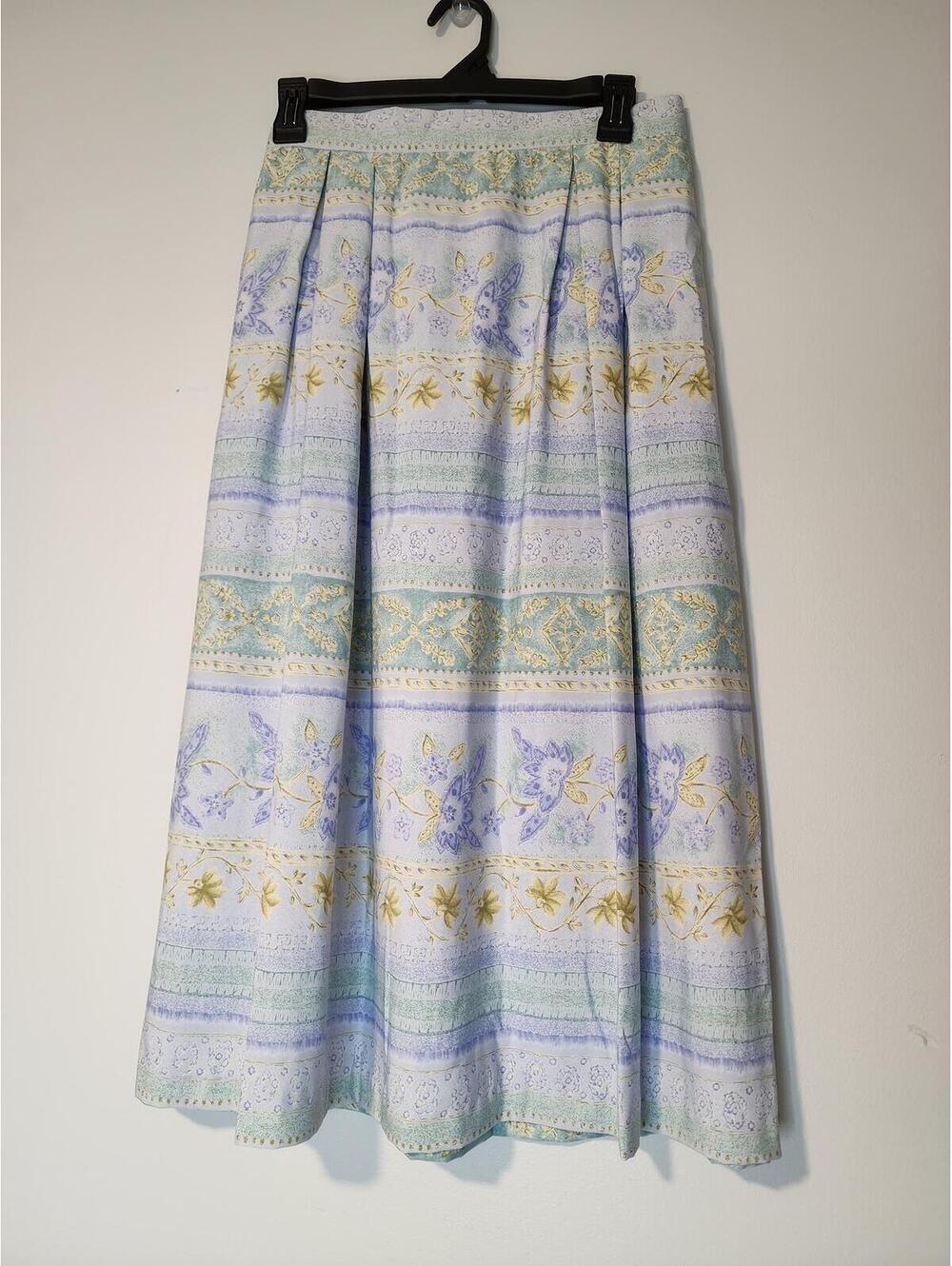 Koret Vintage Y2K Pastel Floral Pleated Midi Skirt Size 16